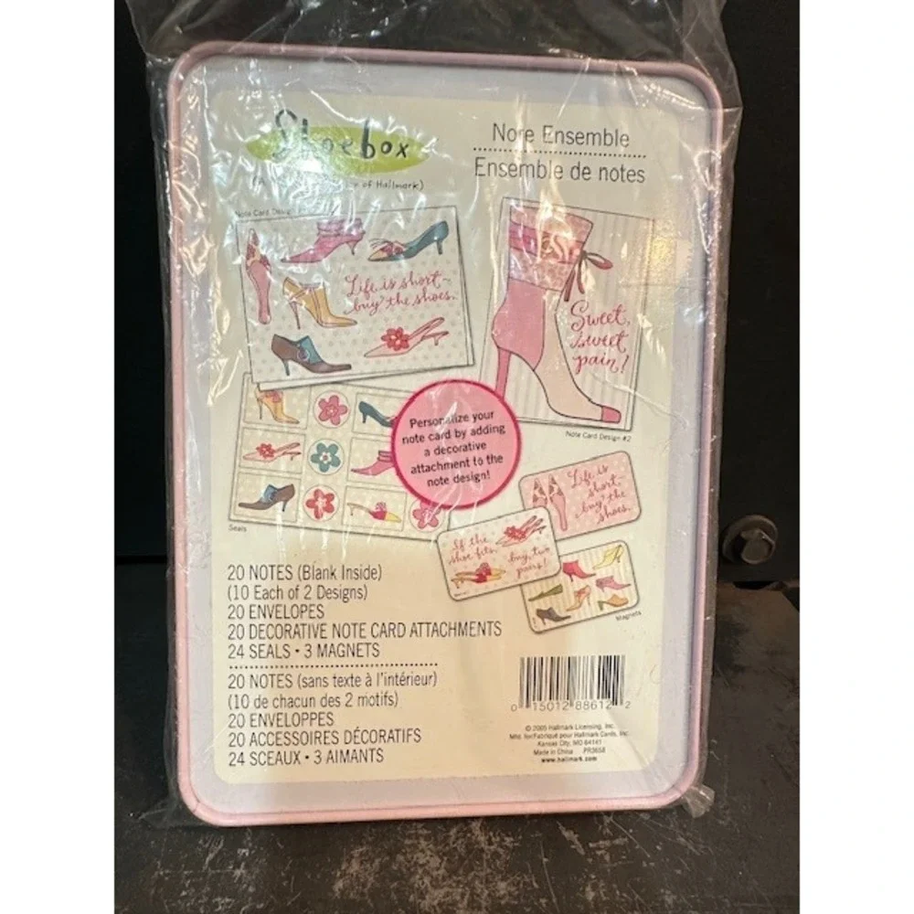 Hallmark Shoebox Note Ensemble Stationery Set 20 Cards Envelopes Seals Tin Cntnr